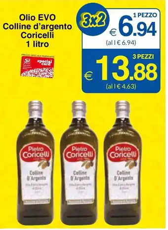 Sì con te Superstore Olio EVO Colline d'argento Coricelli 1 litro 3 pezzi offerta