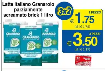 Latte italiano Granarolo parzialmente scremato brick 1 litro 3 pezzi