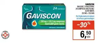 Caddy's Gaviscon Bruciore e Indigestione 24 Compresse Masticabili Gusto Menta 250 mg + 133,5 mg offerta