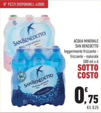 Conad San Benedetto Acqua Minerale leggermente frizzante - frizzante - naturale 500 ml x 6 offerta