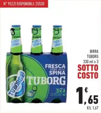 Conad Tuborg Birra 330 ml x 3 offerta