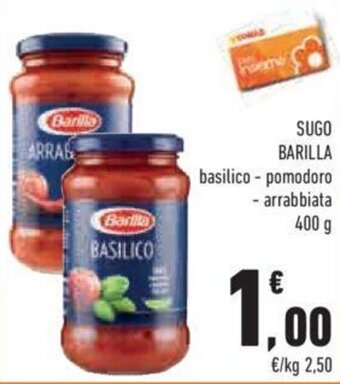 Conad Barilla Sugo basilico - pomodoro - arrabbiata 400 g offerta