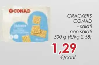 Conad Conad Crackers salati, non salati 500 g offerta