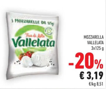 Conad Vallelata Mozzarella 3 x 125 g offerta