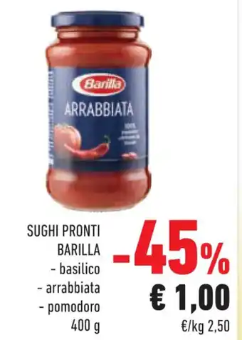 Conad Barilla Sughi Pronti basilico/arrabbiata/pomodoro 400 g offerta