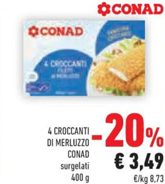 Conad Conad 4 Croccanti di Merluzzo surgelati 400 g offerta