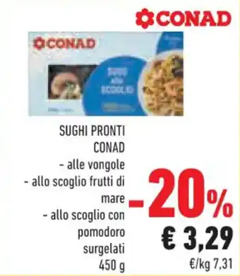 Conad Conad Sughi Pronti alle vongole/allo scoglio frutti di mare 450 g offerta