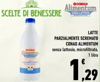 Conad Conad Alimentum Latte Parzialmente Scremato senza lattosio, microfiltrato 1 litro offerta