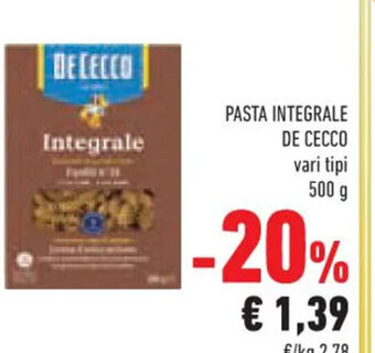 Conad De Cecco Pasta Integrale vari tipi 500 g offerta