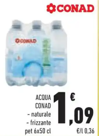Conad Conad Acqua naturale,frizzante pet 6 x 50 cl offerta