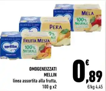 Conad Mellin Omogeneizzati linea assortita alla frutta, 100 g x2 offerta