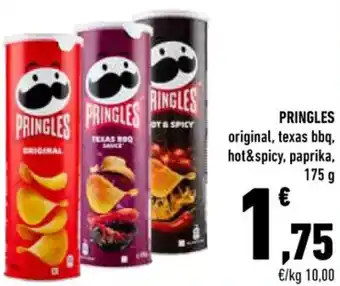 Conad Pringles original, texas bbq, hot & spicy, paprika 175 g offerta