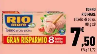 Conad Rio Mare Tonno all'olio di oliva 80 g x8 offerta