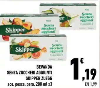 Conad Skipper Zuegg Bevanda Senza Zuccheri Aggiunti ace, pesca, pera 200 ml x3 offerta