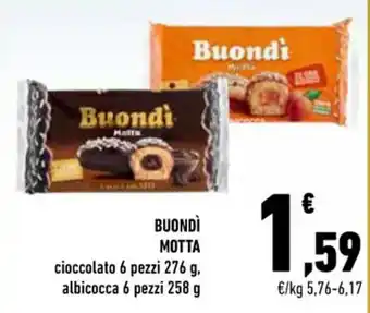 Conad Motta Buondì cioccolato 6 pezzi 276 g, albicocca 6 pezzi 258 g offerta