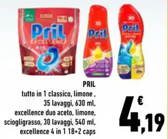 Conad Pril tutto in 1 classico, limone, 35 lavaggi 630 ml offerta