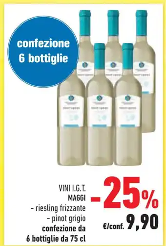 Conad Maggi Vini I.G.T. riesling frizzante pinot grigio confezione da 6 bottiglie da 75 cl offerta