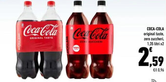 Conad Coca-Cola original taste, zero zuccheri, 1,35 litri x2 offerta