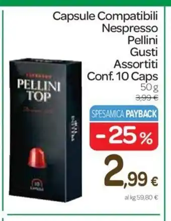 Carrefour Pellini Capsule Compatibili Nespresso Gusti Assortiti Conf. 10 Caps 50 g offerta