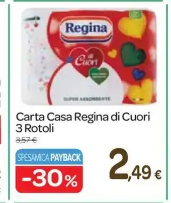 Carrefour Regina Carta Casa di Cuori 3 Rotoli offerta