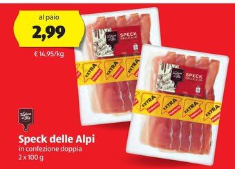ALDI Speck delle Alpi in confezione doppia 2 x 100 g offerta