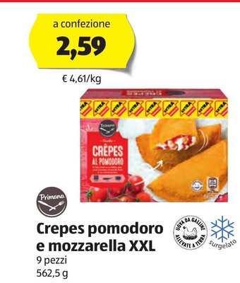 ALDI Crepes pomodoro e mozzarella XXL 9 pezzi 562.5 g offerta