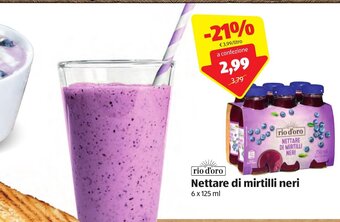 ALDI rio d'oro Nettare di mirtilli neri 6 x 125 ml offerta
