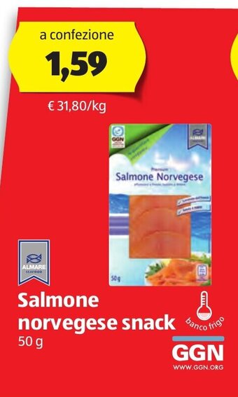 ALDI Salmone norvegese snack 50 g offerta