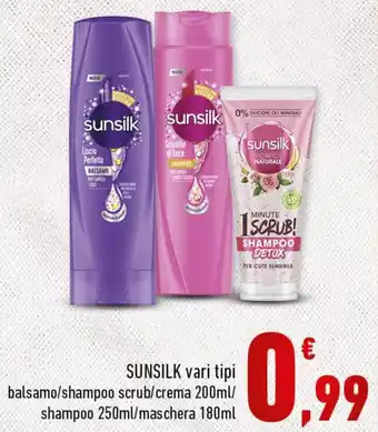 Conad Sunsilk vari tipi balsamo/shampoo scrub/crema 200ml/shampoo 250ml/maschera 180ml offerta