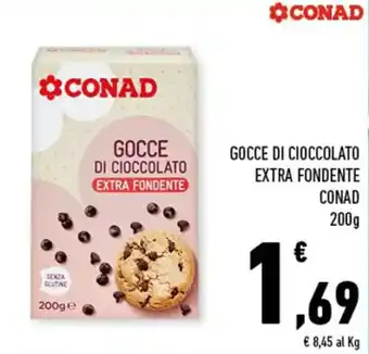 Conad Conad Gocce di Cioccolato Extra Fondente 200g offerta