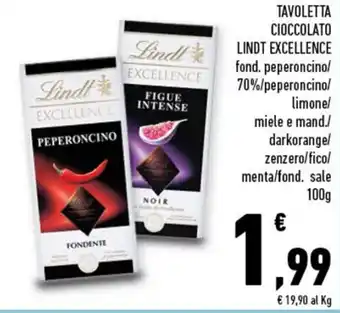 Conad Lindt Excellence Tavoletta Cioccolato fond. peperoncino/70%/peperoncino/limone 100g offerta