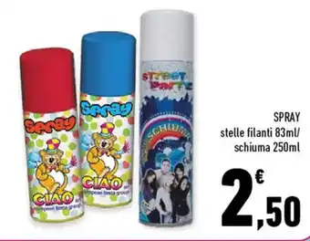Conad Spray stelle filanti 83ml/schiuma 250ml offerta