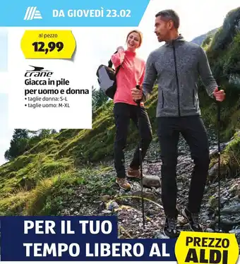 ALDI crane Giacca in pile per uomo e donna taglie donna: S-L/ taglie uomo: M-XL offerta