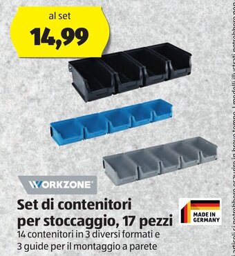 ALDI Workzone Set di contenitori per stoccaggio, 17 pezzi offerta