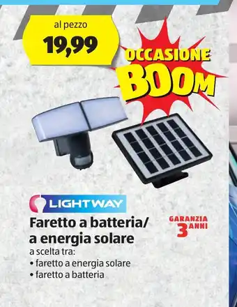 ALDI Lightway Faretto a batteria a energia/ solare offerta