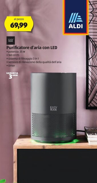 ALDI Easy Home Purificatore d'aria con LED offerta