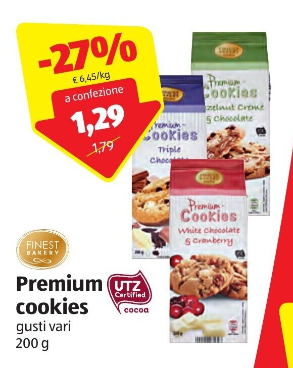 Finest Bakery Premium cookies gusti vari 200 g offerta di ALDI
