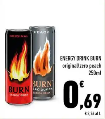 Conad Burn Energy Drink original/zero peach 250ml offerta