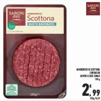 Conad Sapori&Idee Conad Hamburger di Scottona Con Bacon 180 g offerta