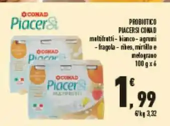 Conad Piacersi Conad Probiotico multifrutti-bianco - agrumi - fragola riles, mirtillo e melograno 100 g x 6 offerta