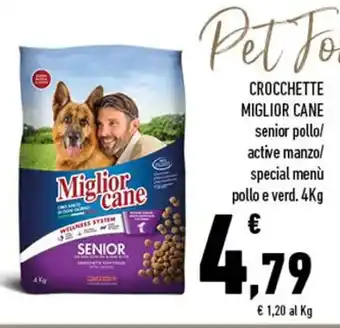 Conad Miglior Cane Crocchette senior pollo/ active manzo/ special menù pollo e verd. 4kg offerta