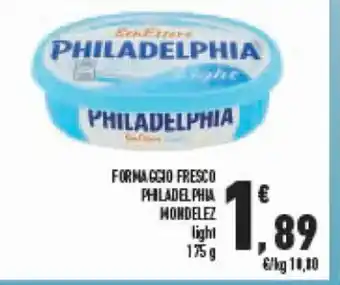 Conad Philadelphia Formaggio Fresco Mondelez light 175 g offerta