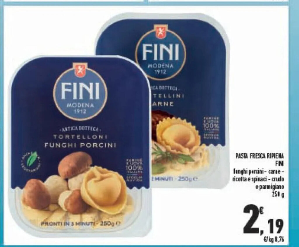 Pasta Fresca Ripiena Fini fonghi porcini carne ricotta e spinaci