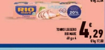 Conad Rio Mare Tonno Leggero 60 g x 4 offerta