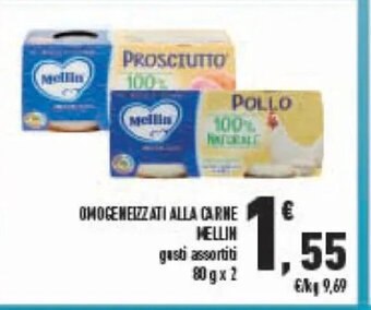 Conad Omogeneizzati Alla Carne Mellin gusti assortiti 80 g x 2 offerta