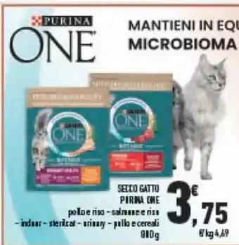 Conad Purina One Secco Gatto pollo e riso - salmone e riso indoor sterilized urinary pollo e cereali 810 g offerta