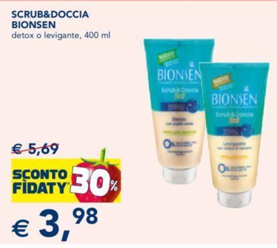 Bionsen Scrub&Doccia detox o levigante, 400 ml offerta di Esselunga