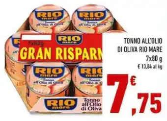 Conad Rio Mare Tonno All'Olio di Oliva 7 x 80 g offerta