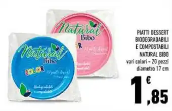 Conad Natural Bibo Piatti Dessert Biodegradabili e Compostabili Vari Colori - 20 Pezzi Diametro 17 cm offerta
