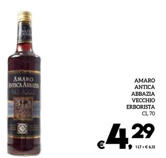 Il Centesimo Amaro Antica Abbazia Vecchio Erborista cl 70 offerta